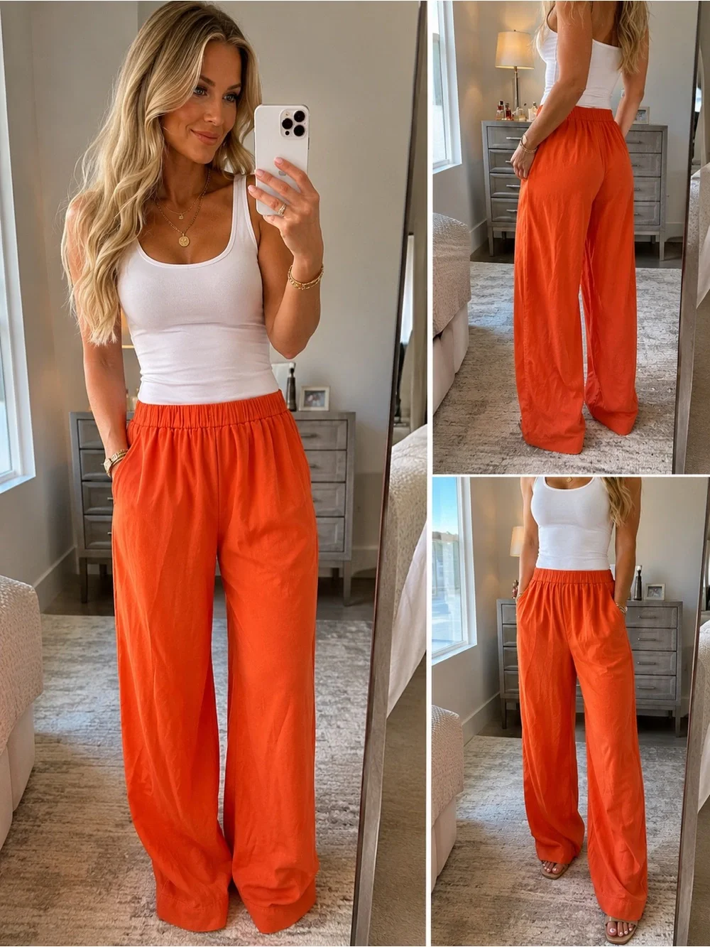 Michael Kors Orange Wide Leg Pull On Pants Women’s S